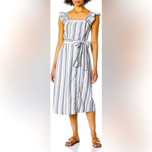 New! Ella Moss Women's Stacy Belted Midi Dress Size XL Ruffled Sleeves NWT